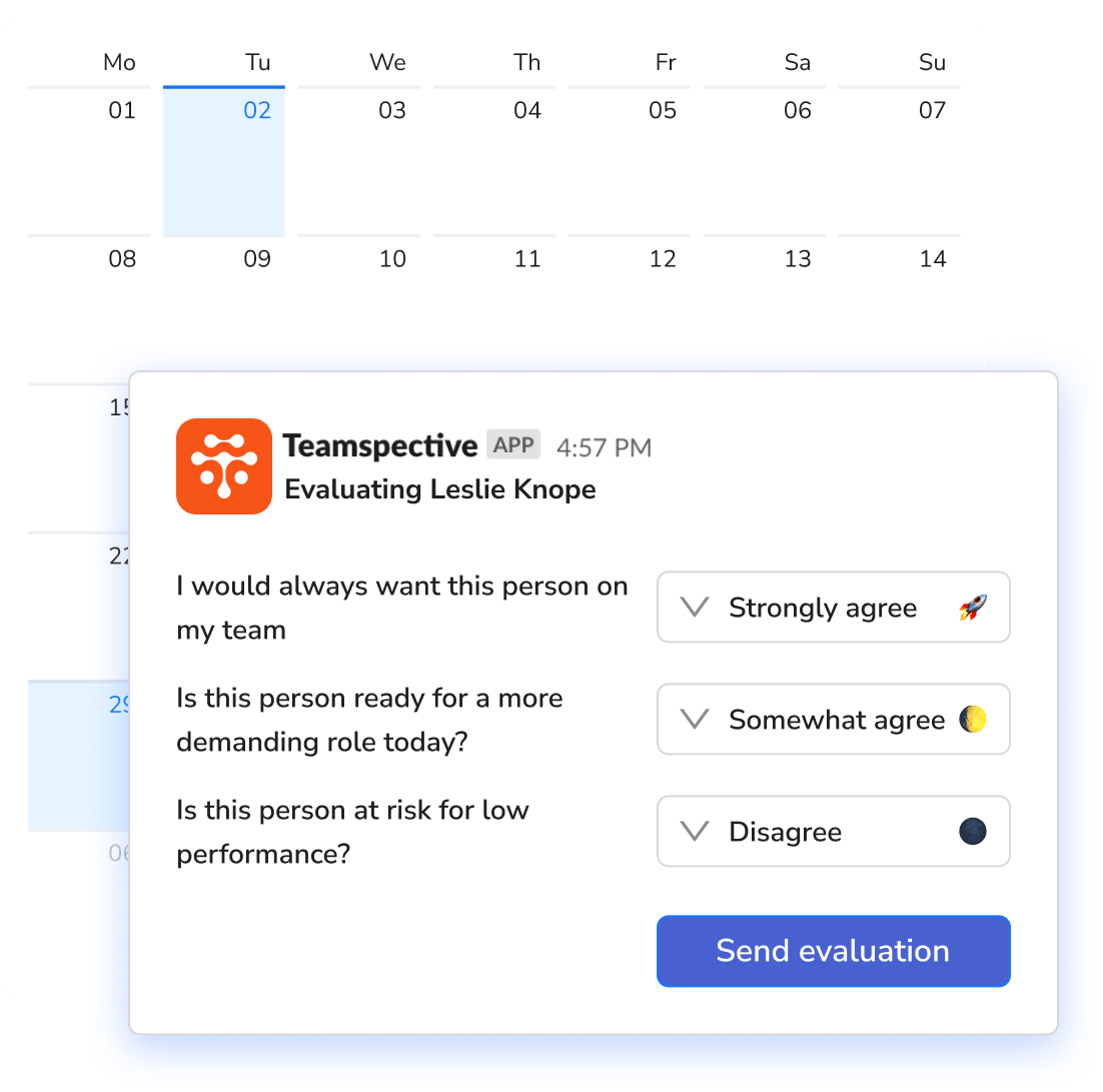 Lean and timely performance reviews interface