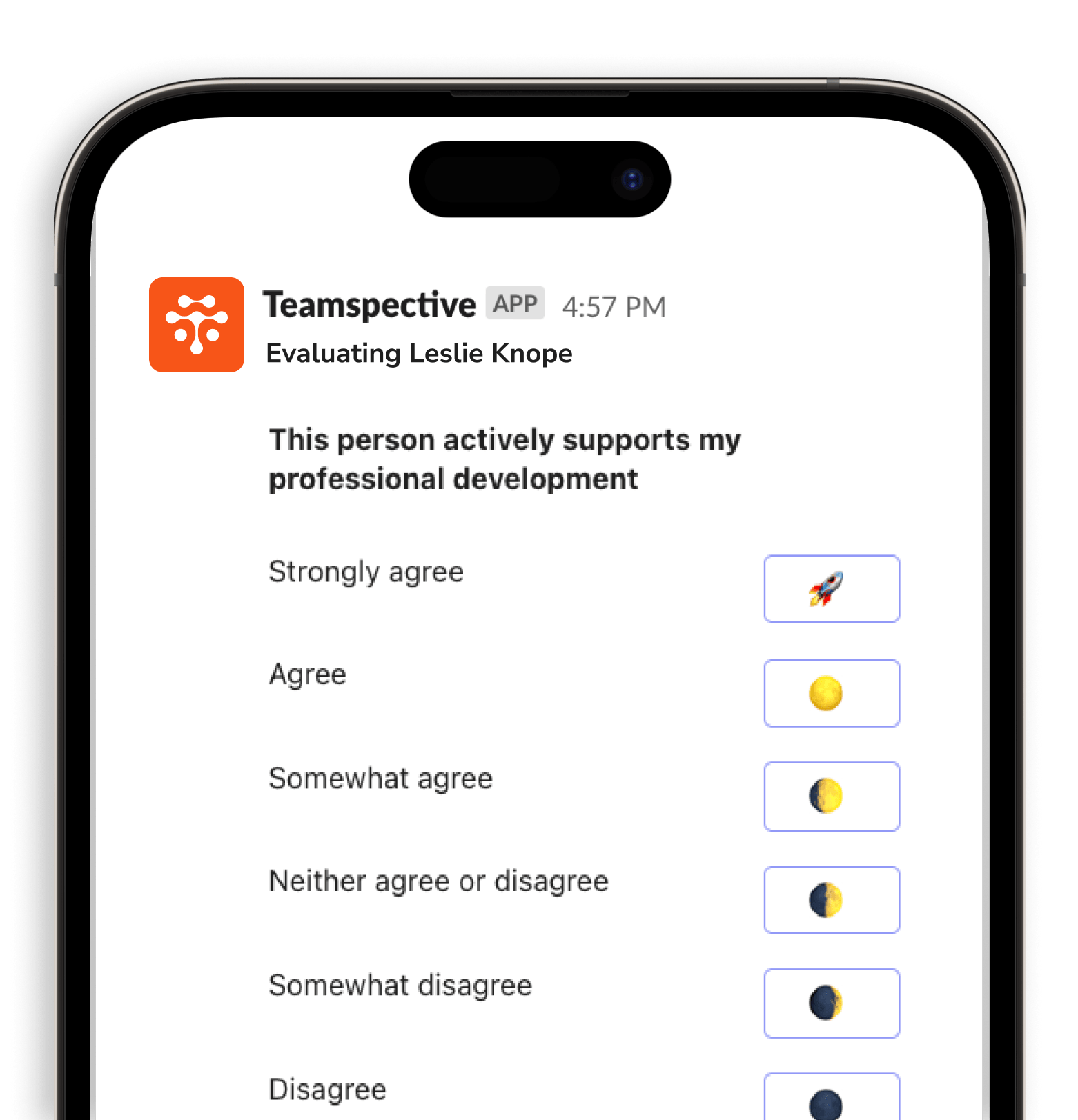 Performance reviews directly in Slack and Microsoft Teams