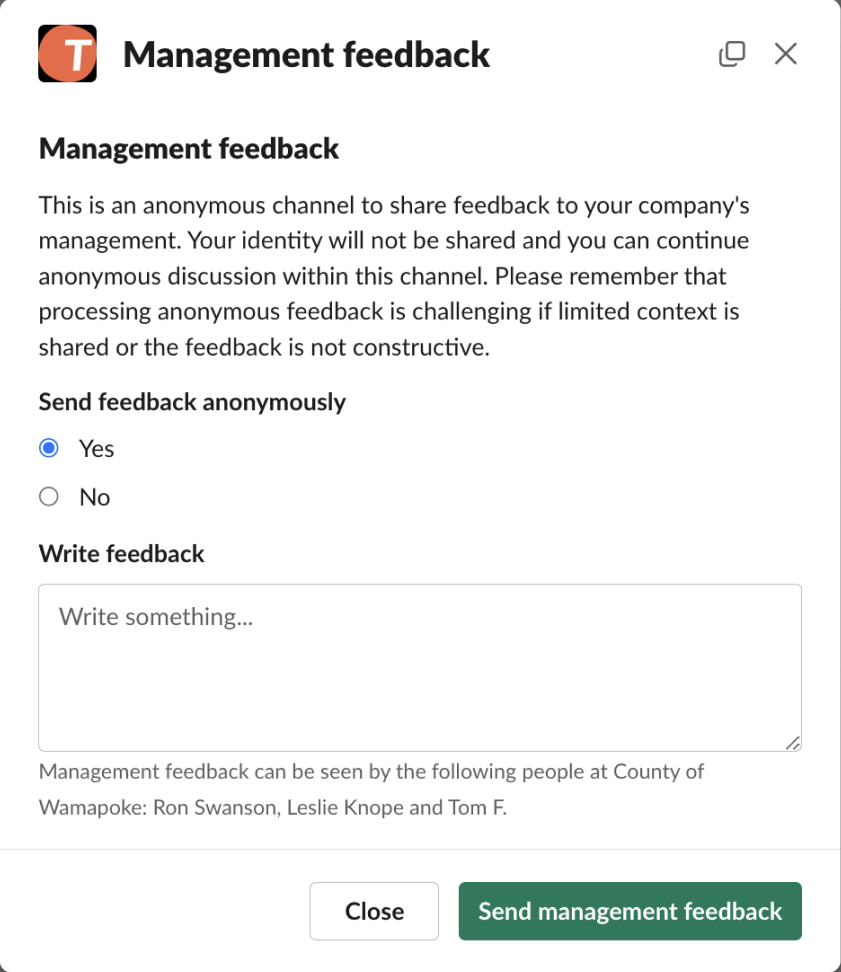 Anonymous chat in Slack and MS Teams