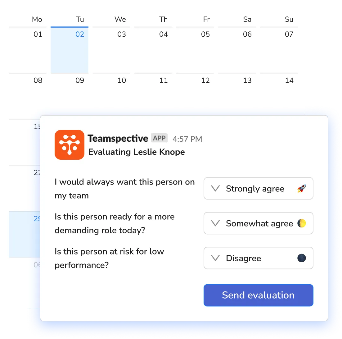 Lean and timely performance reviews interface