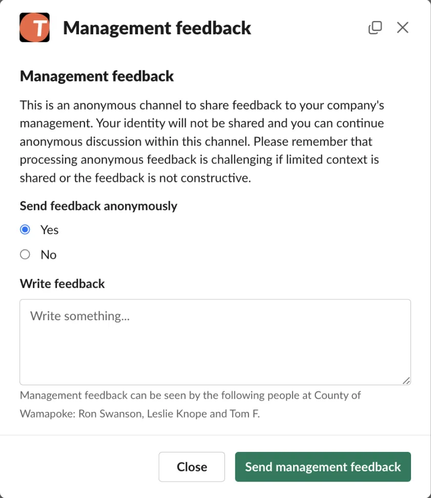 Anonymous chat in Slack and MS Teams