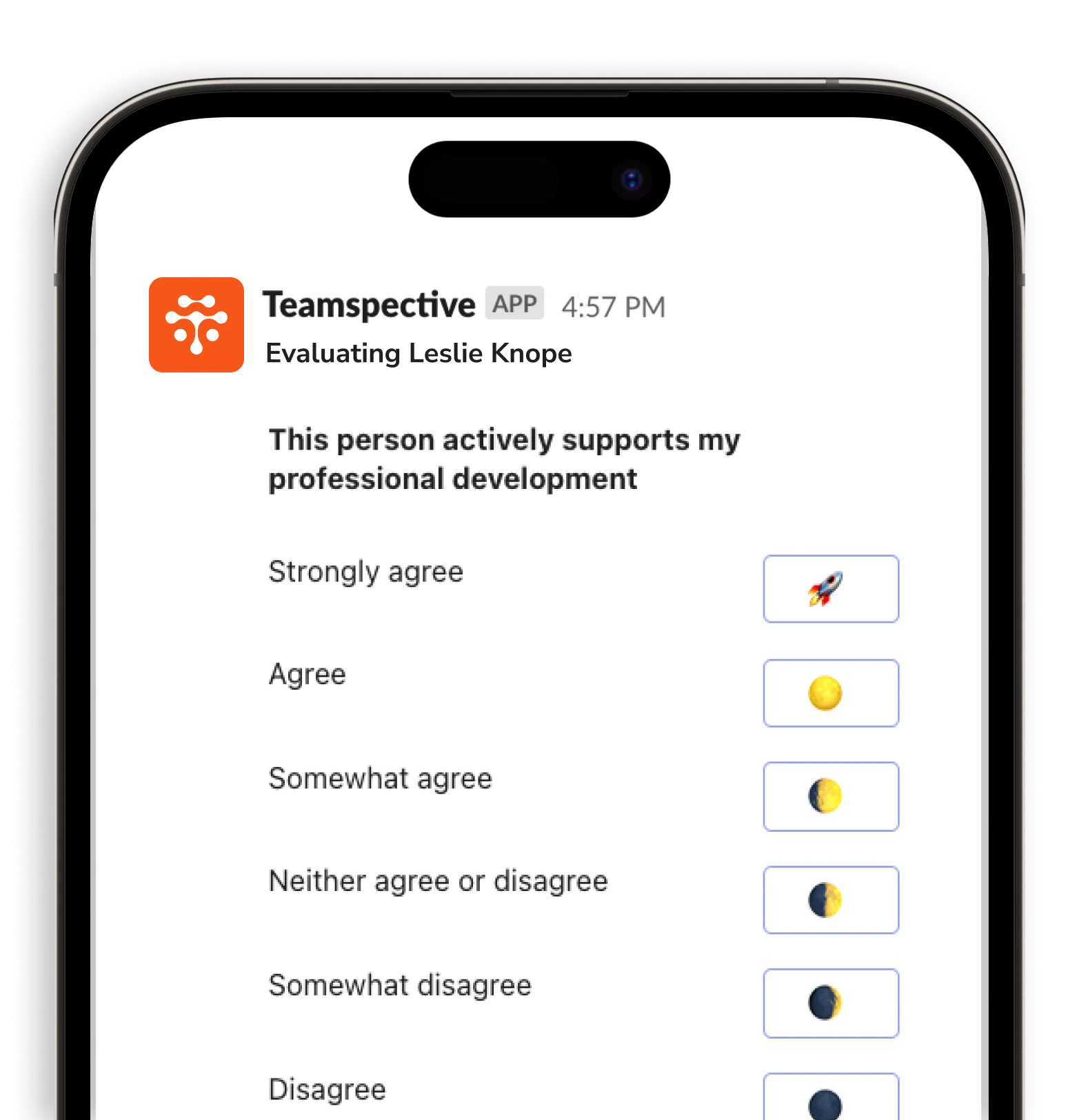Performance reviews directly in Slack and Microsoft Teams