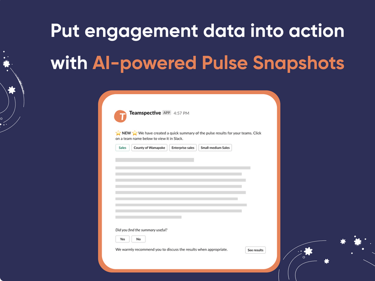 Featured image thumbnail for post How to put engagement data into action? Introducing Teamspective’s AI-powered Pulse Snapshots