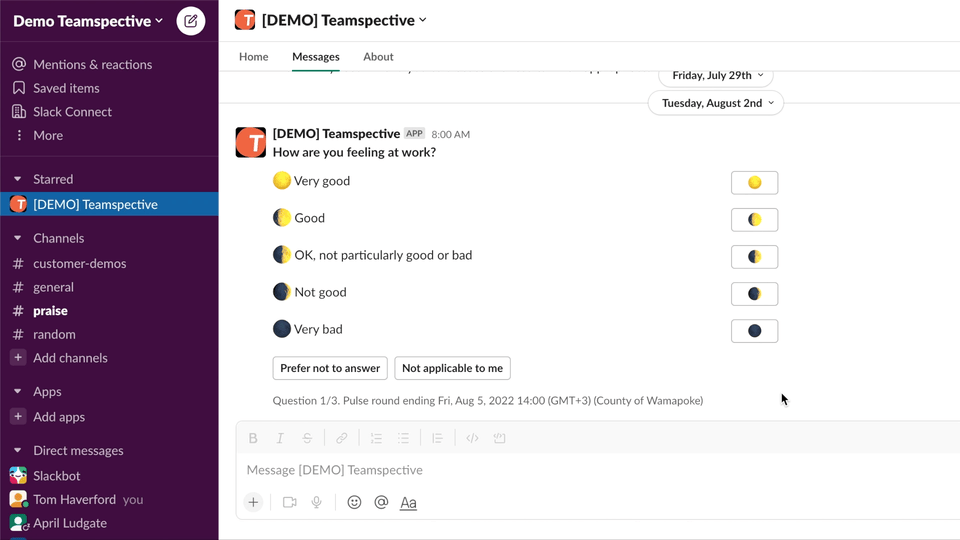 Pulse Surveys in Slack